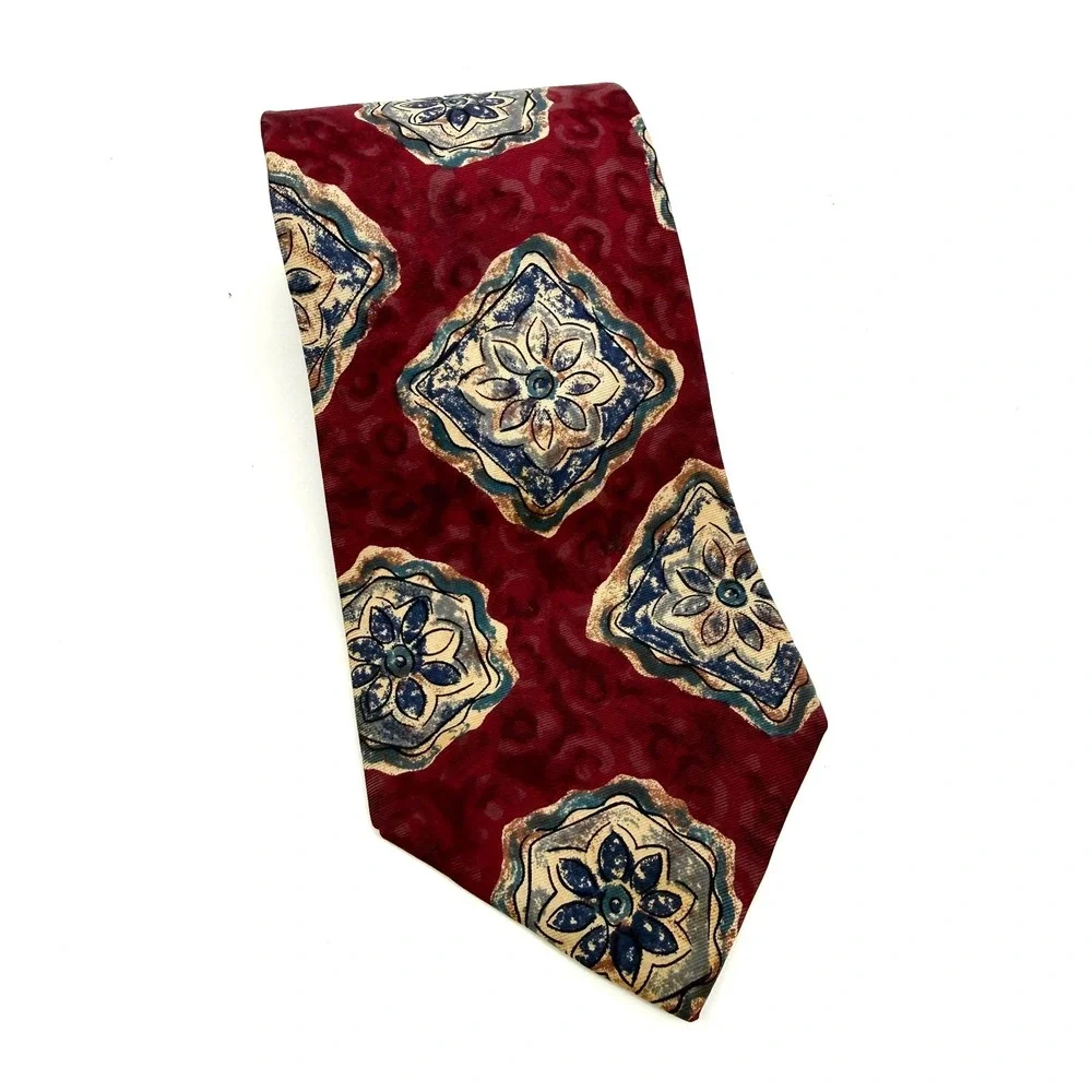 Vintage Christian Dior Monsieur Mens Necktie Medallion‎ Silk Italy Luxury Career